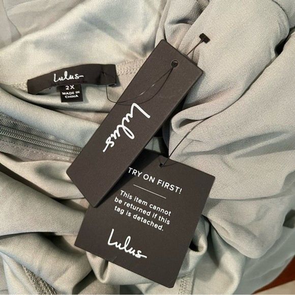 SOLD NWT Lulus Promise Of Love Sage Brush Flutter Sleeve Maxi Dress Size 2X - Picture 5 of 16